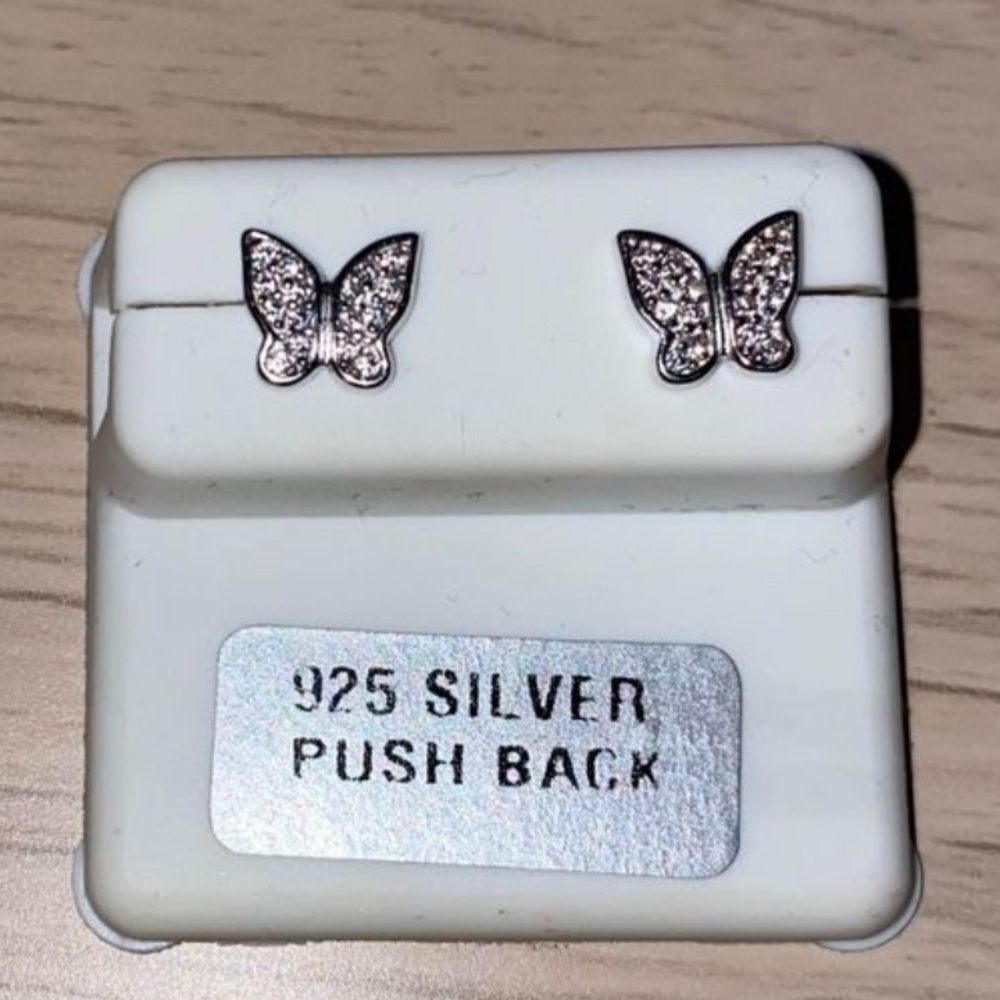 925 Silver Push Back Butterfly Earrings New
